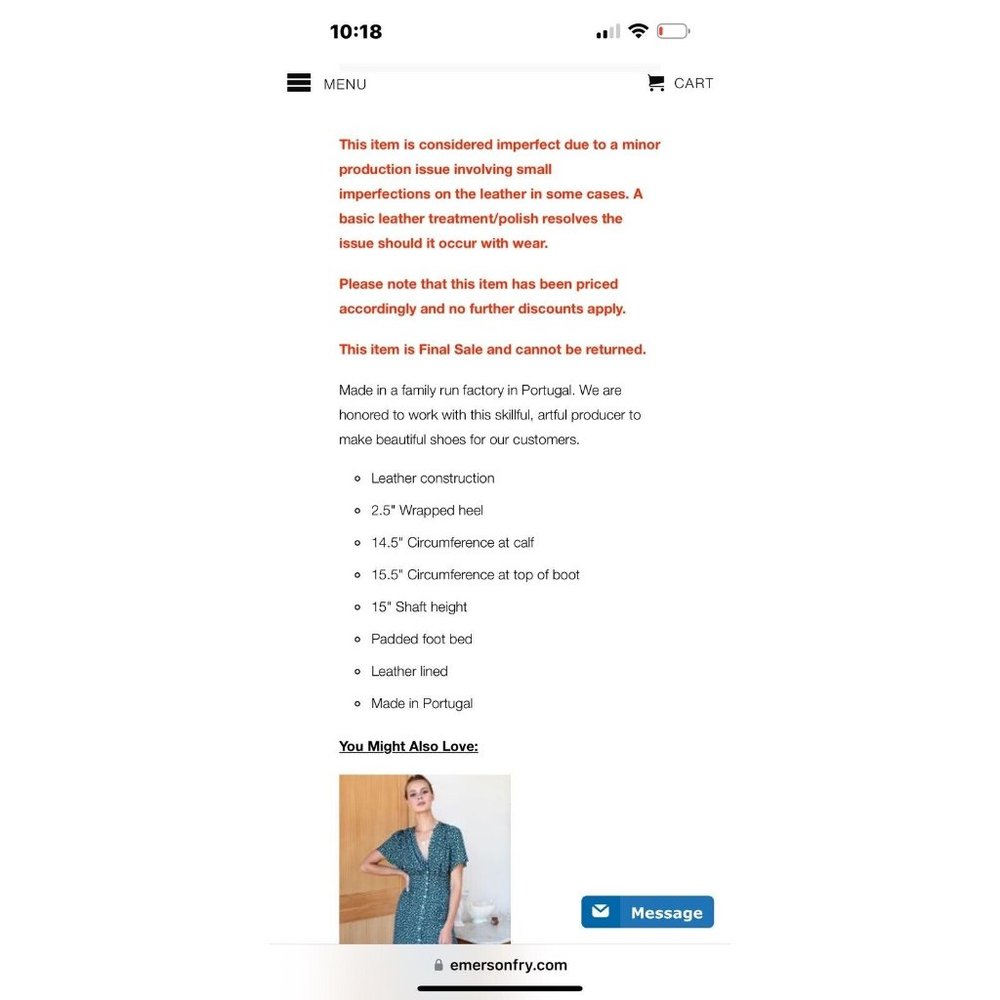 NEW Emerson Fry Sz.6.5-7 LOU WALKING BOOT COGNAC CROC BROWN LEATHER Slight imper - Picture 9 of 11